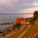 Ausblick am Abend vom Staatsweingut Meersburg