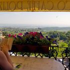 Ausblick beim Mittagessen im "Caffee Poliziano" in Montepulciano