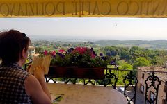 Ausblick beim Mittagessen im "Caffee Poliziano" in Montepulciano