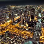 Ausblick vom Burj Khalifa auf das nächtliche Dubai