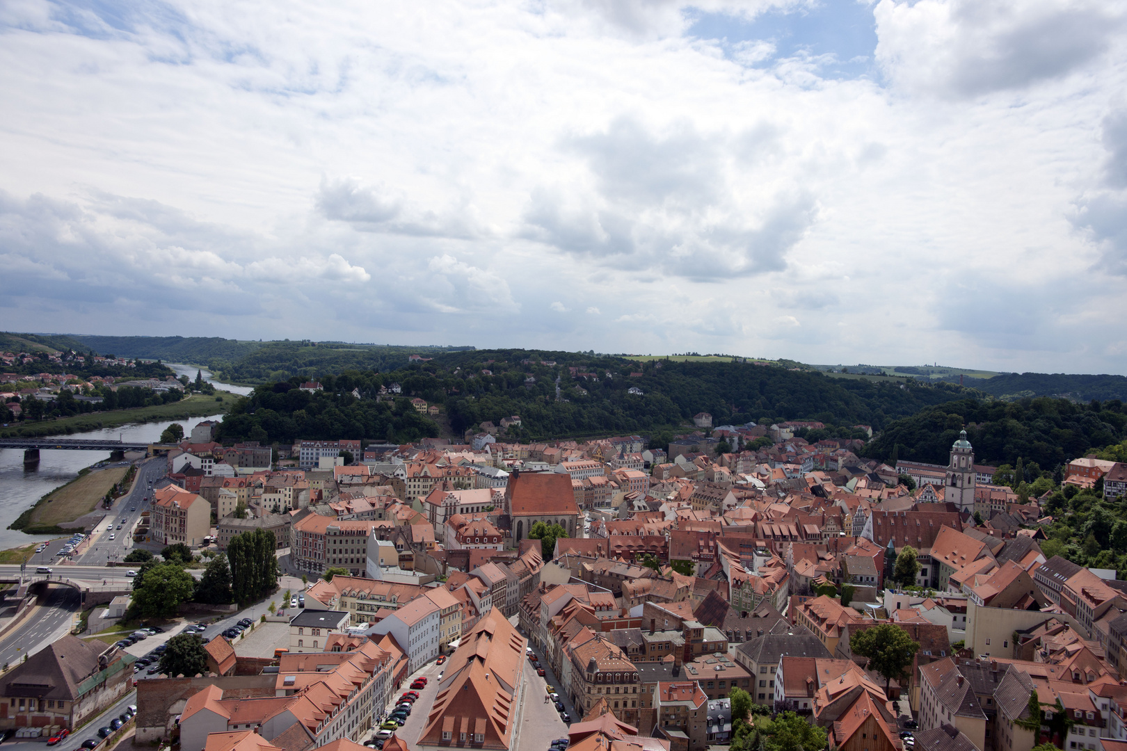Ausblick (vom Dom-Turm) auf den historischen Stadtkern von Meißen 2