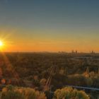 Ausblick vom Landschaftspark Duisburg im Sonnenuntergang