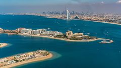 Ausblick von der Palme bis nach Downtown Dubai