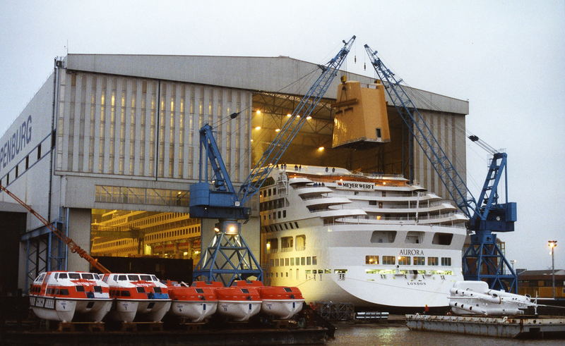 Ausdocken der Aurora, Meyer-Werft Papenburg