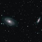 Ausschnitt aus M81-Galaxiengruppe: Bodes Galaxien M81 und M82 sowie Zwerggalaxie "Holmberg IX"