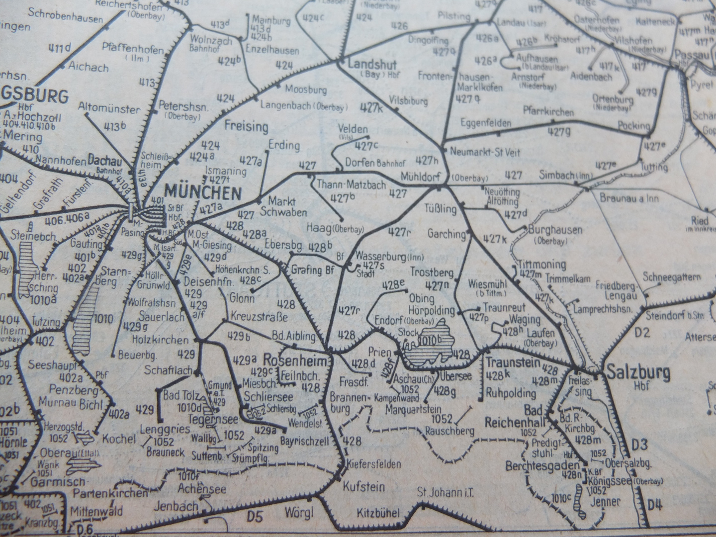 Ausschnitt Kursbuch-Karte Bayern