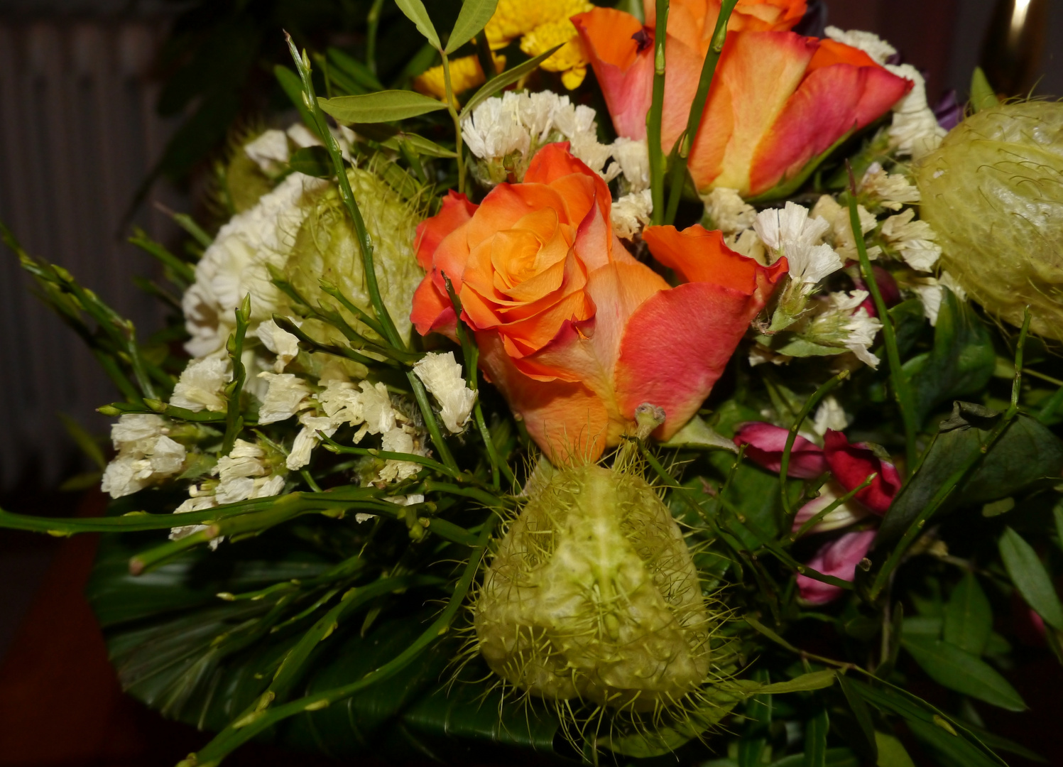 Ausschnitt von einem Rosenstrauß