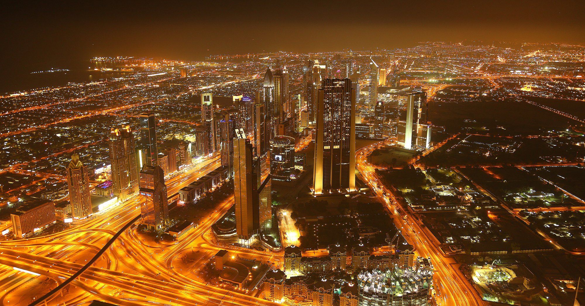 Aussicht bei nacht vom burj khalifa