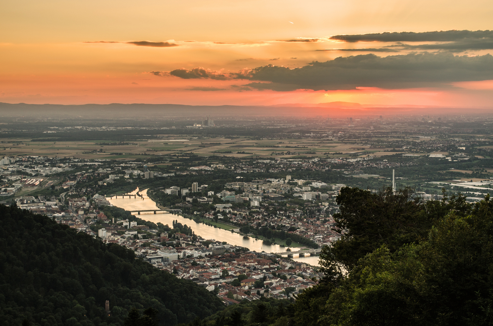 Aussicht bei Sonnenuntergang vom Königstuhl