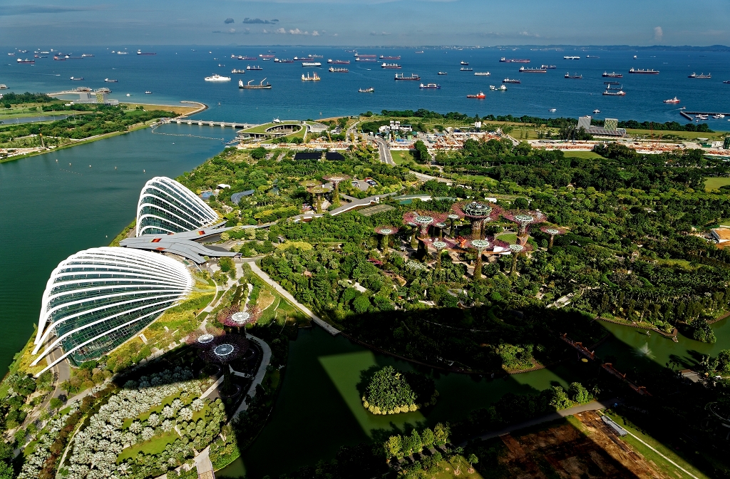 Aussicht vom Marina Bay Sands Hotel - Singapur