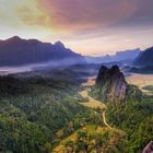 Aussicht vom Viewpoint NamXay in VangVieng, Laos