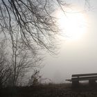 Aussichtsbank im Nebel