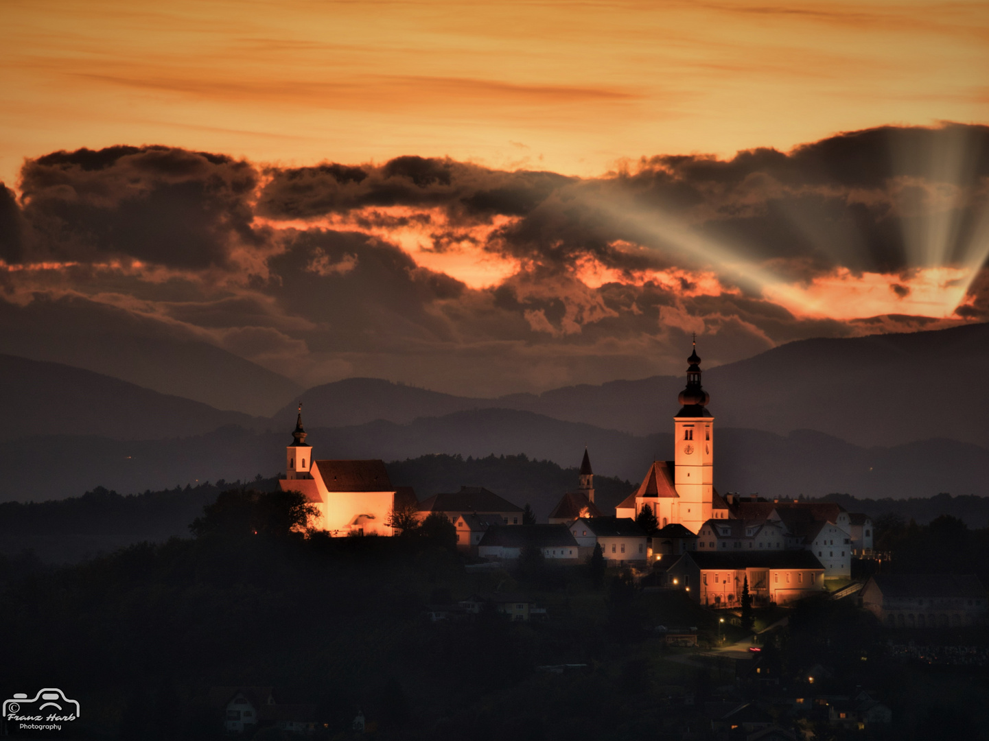 Austria, Styria, Straden: Sunset 