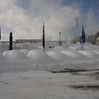 Autoausstellung im Winter.