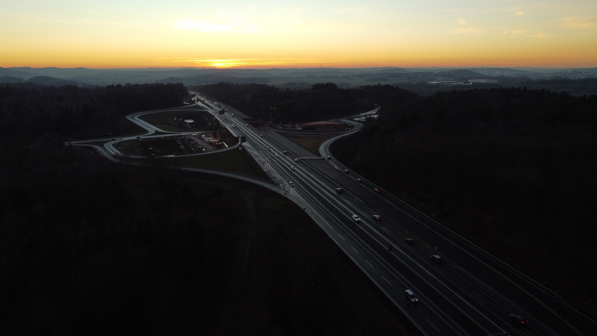 Autobahn Anschluss A6 bei Homburg /Saar