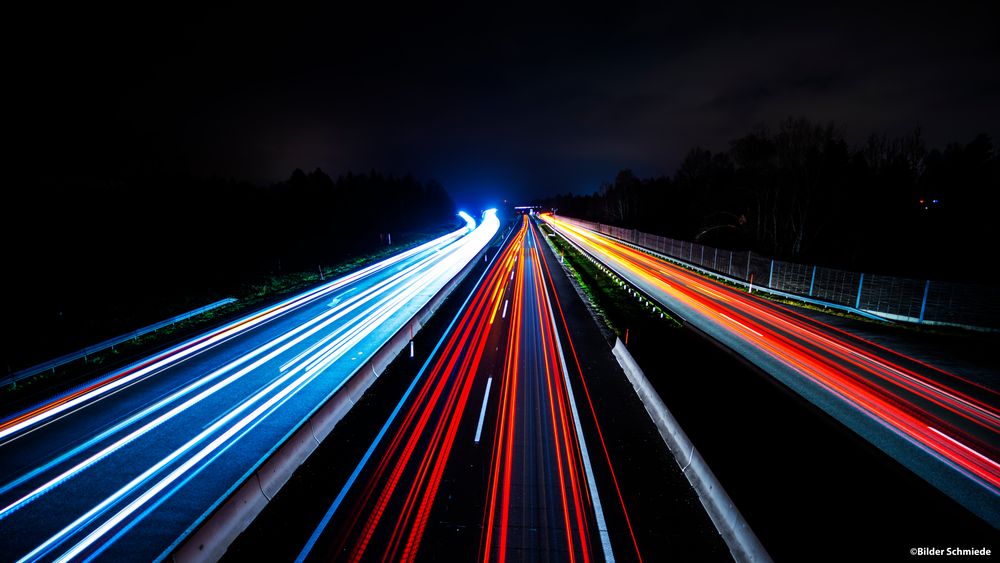 Autobahn bei Nacht Foto & Bild techniken, aufnahmetechniken, langzeitbelichtung Bilder auf