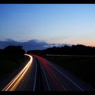 Autobahn von Brücke aus inkl. Sonnenuntergang