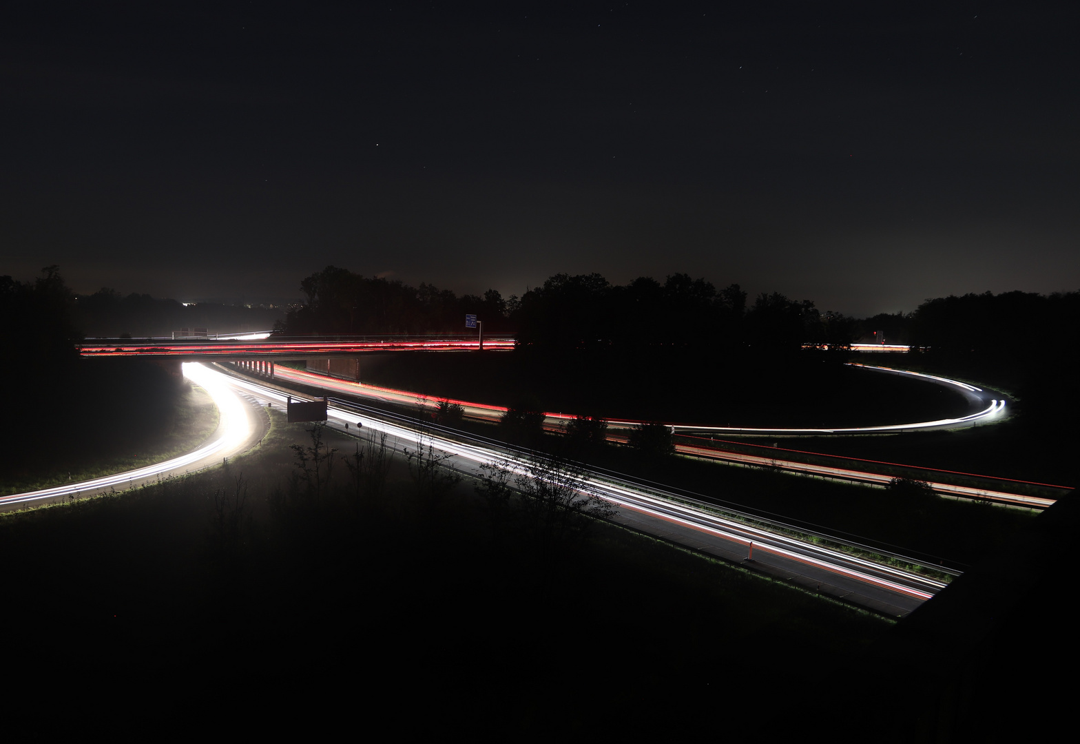 Autobahnkreuz Foto & Bild nacht, straße, langzeitbelichtung Bilder