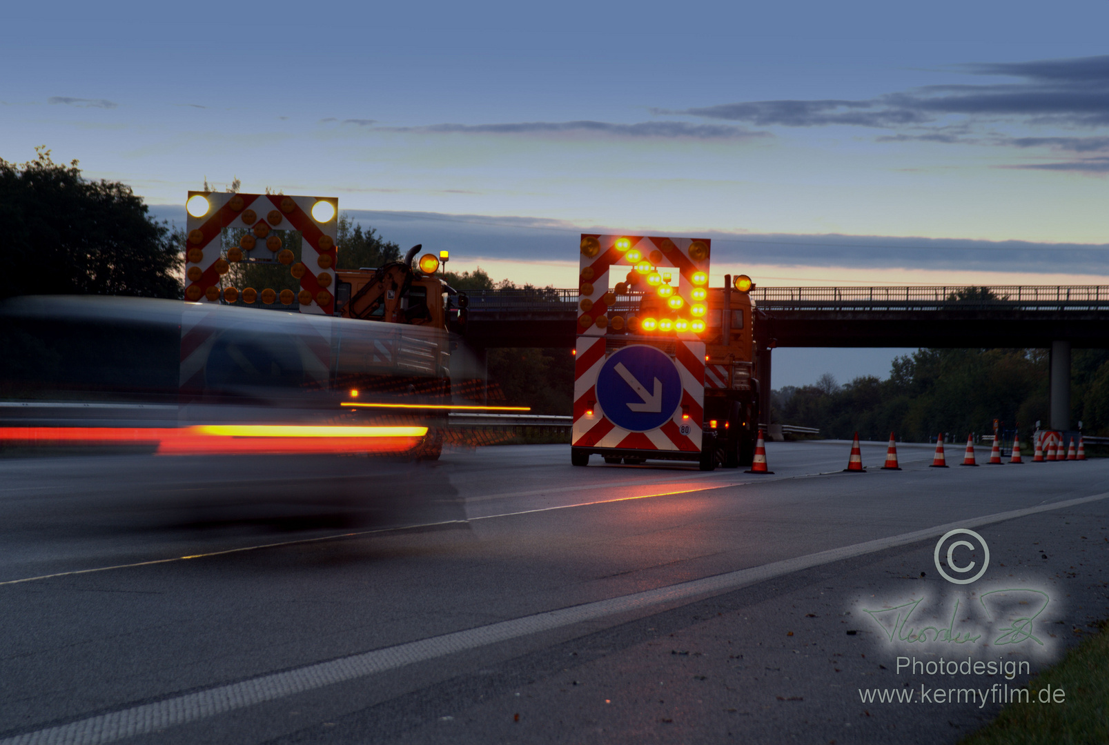 Autobahnsperrung am Morgen