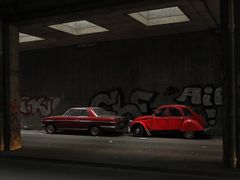 Automobile, DB Coupe  W 115 und 2 CV