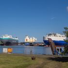 Autotransporter im Hafen 