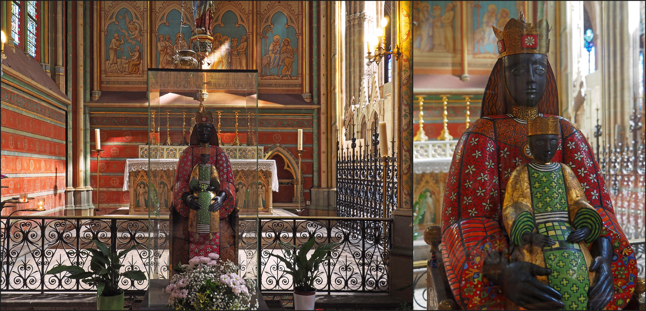 Autre vue de la Chapelle de la Vierge et détail de la Vierge noire  *