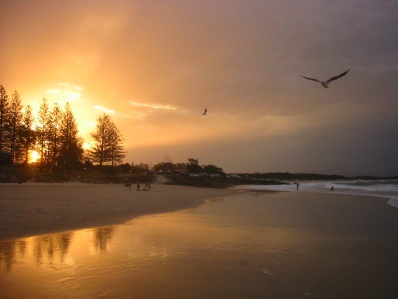 Autumn sunset by the ocean