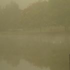 Autun, Bourgogne, See im Herbstnebel