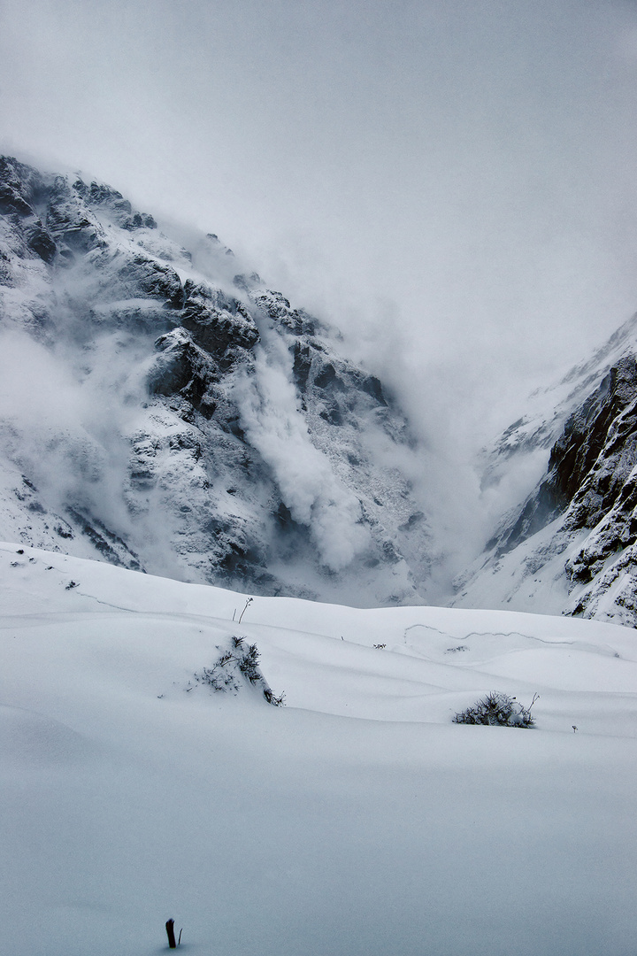 Avalanche in the Himalayas