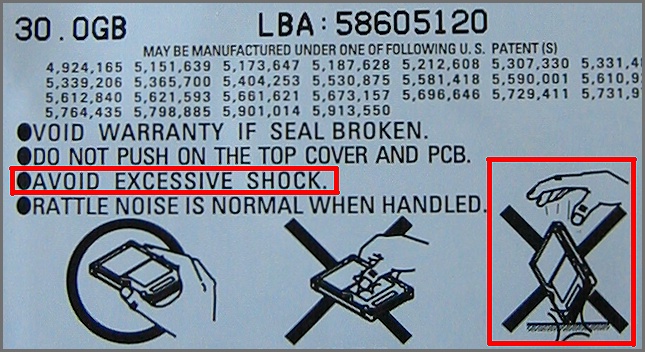 AVOID EXCESSIVE SHOCK...