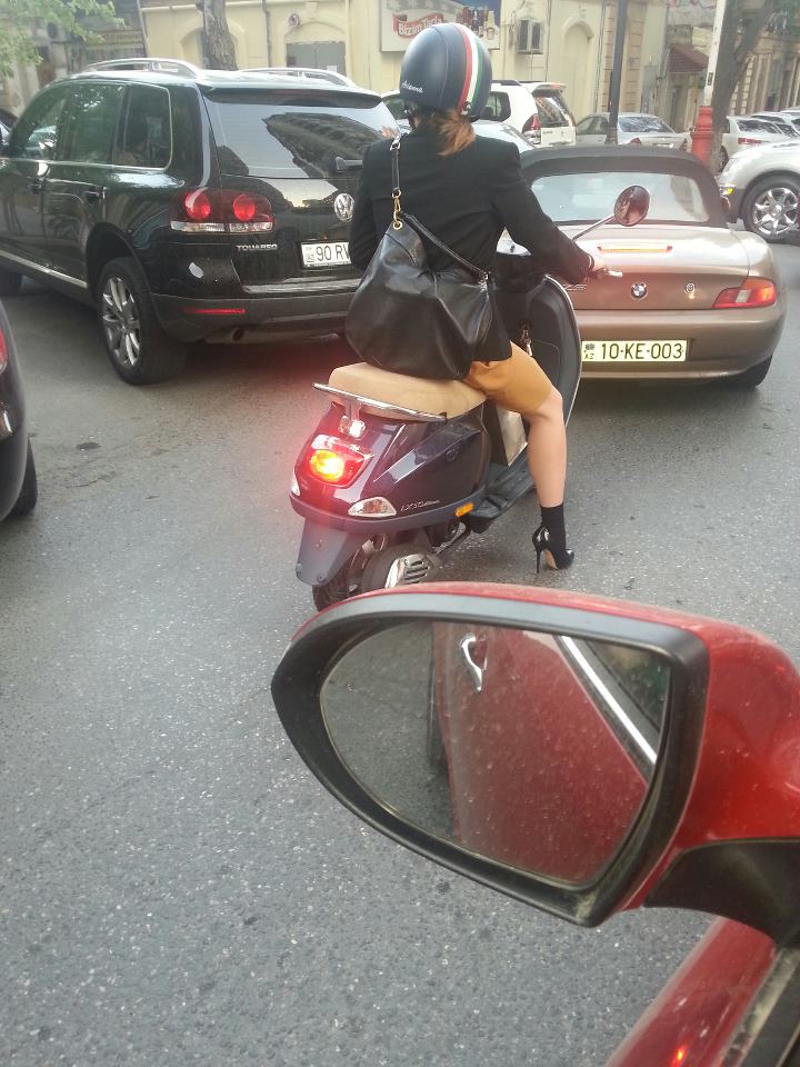 Azeri biker girl on a Baku street