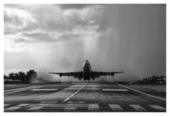 B747 beim Start in der Karibik