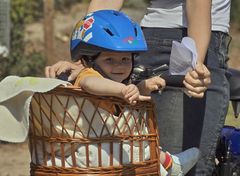 Baby im Fahrradkorb
