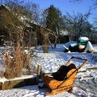 Babytransport im winterlichen Spreewald