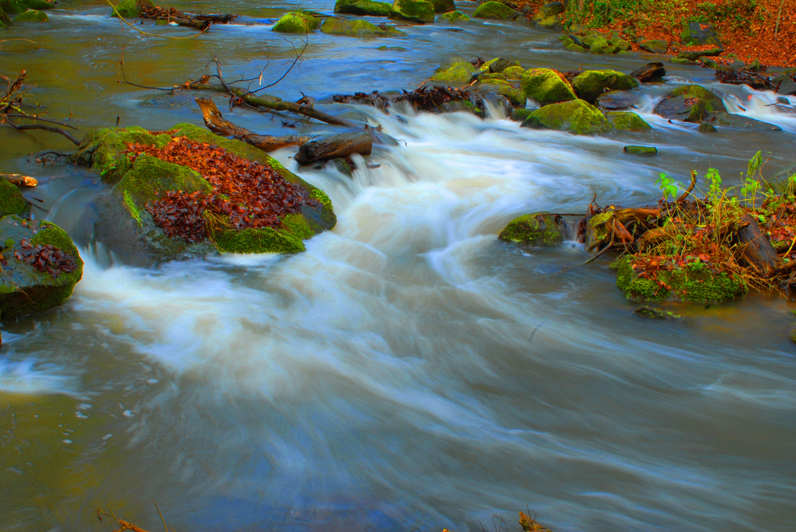 Bach mit durch die Zeit zu Watte gewordenem Wasser ...