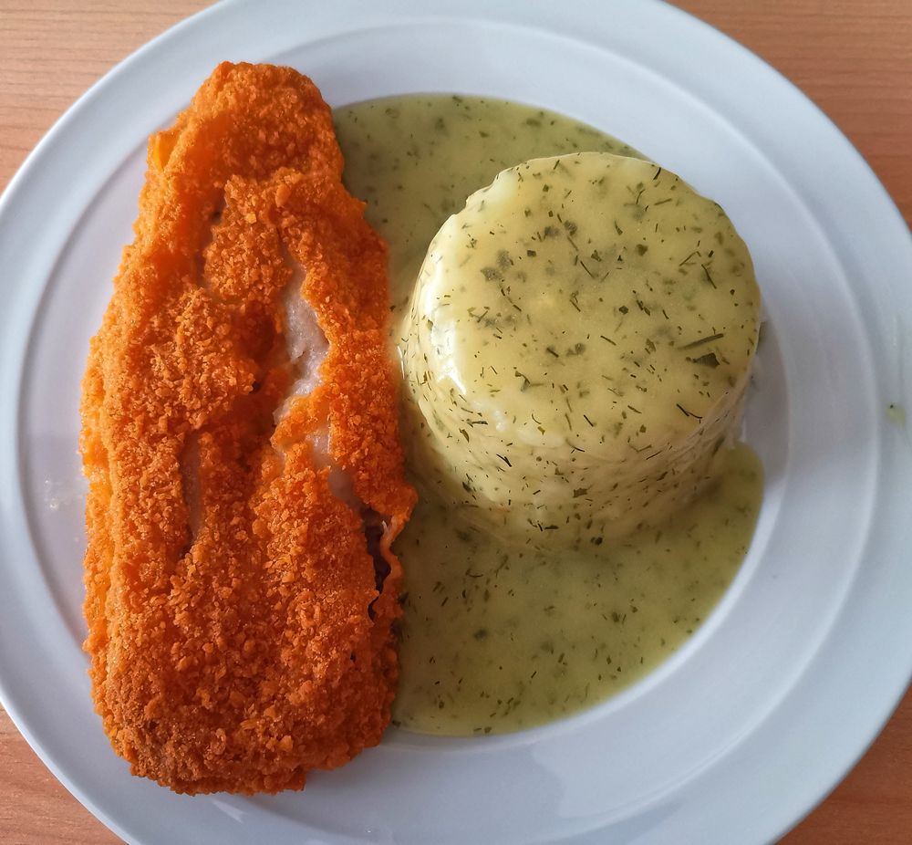 Backfisch mit Reis und Sauce Foto &amp; Bild | deutschland, europe ...