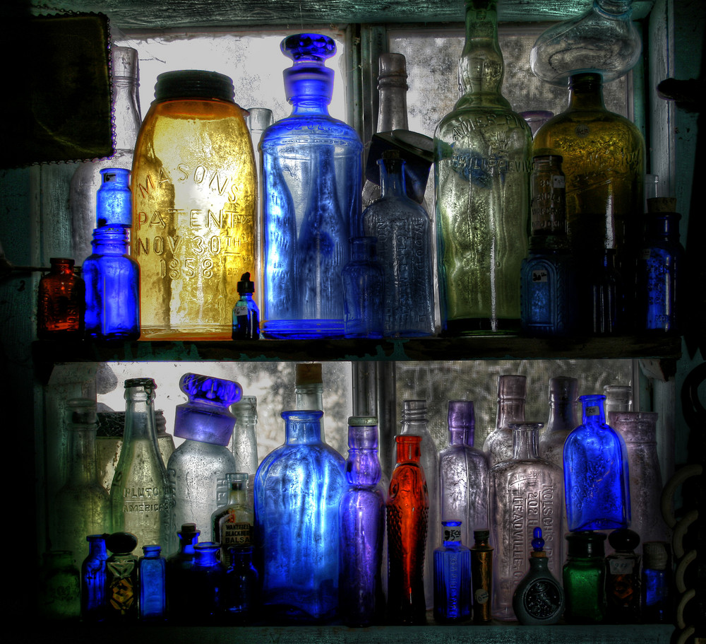 backlit bottles