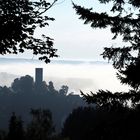 Bad Lobenstein mit altem Turm im Morgennebel