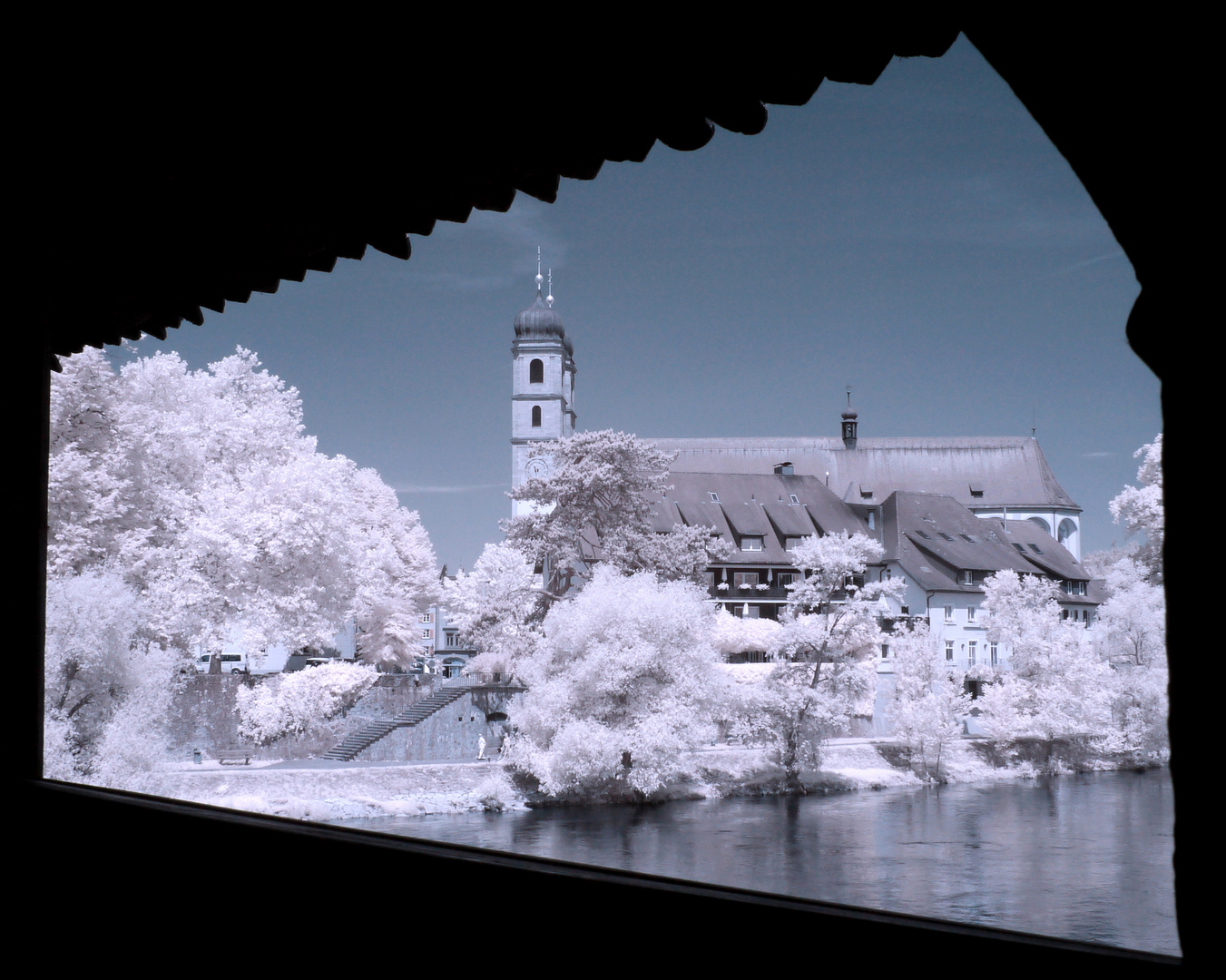 Bad Säckingen; Blick aus der Holzbrücke