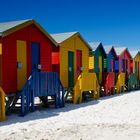 Badehäuschen am Strand von Muizenberg