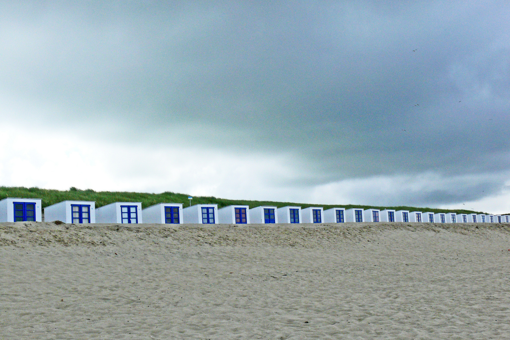 Badehäuschen auf der Insel Texel