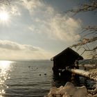 Badehaus im Winter am Ammersee