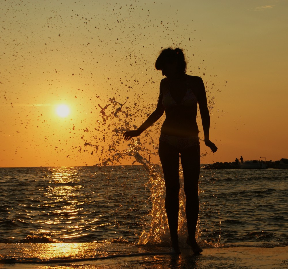 Baden beim Sonnenuntergang