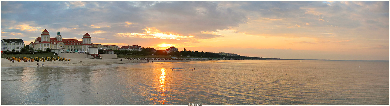 Baden im Binzer Sonnenuntergang