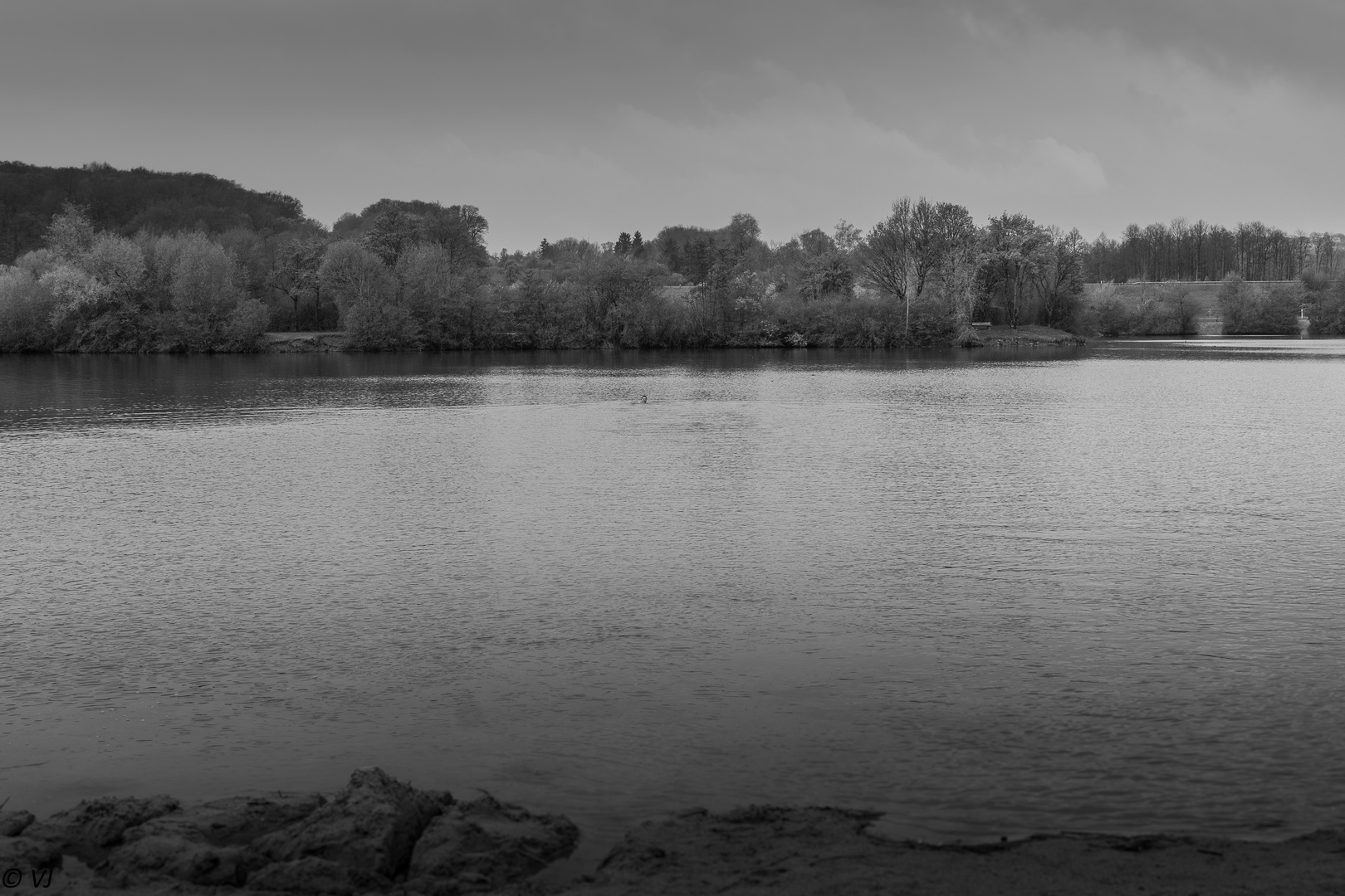 Badevergnügen am Aileswasensee für ganz Unerschrockene ( Wasser 13 Grad, Außentemperatur 7 Grad) 