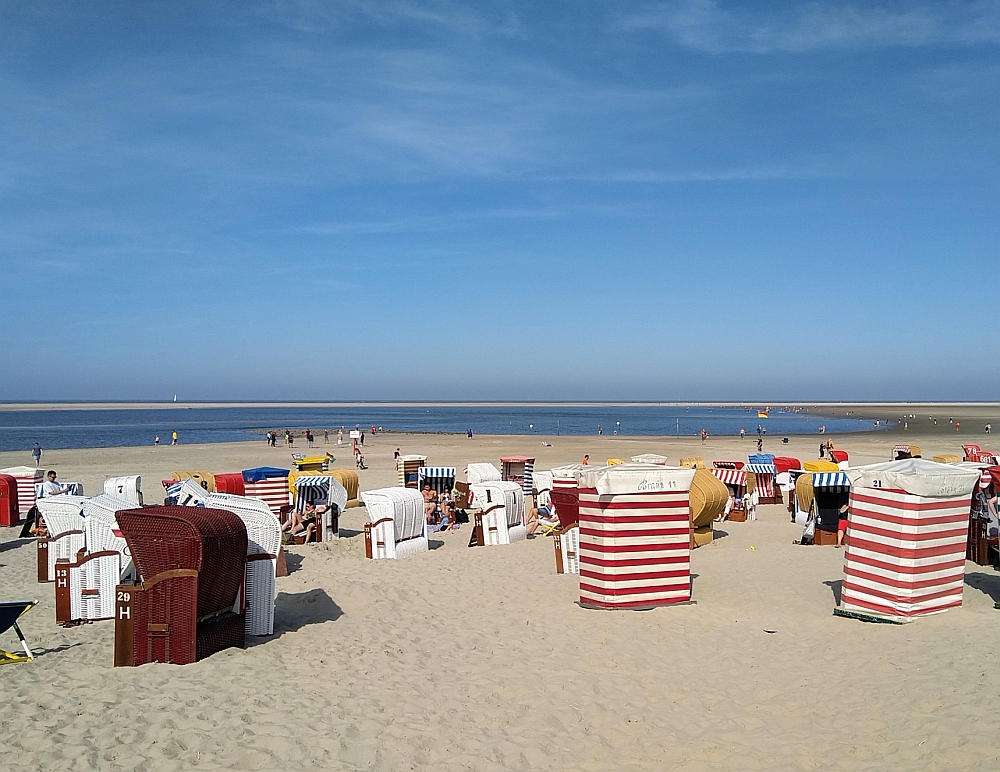 Badevergnügen auf Borkum bei schönstem Wetter am 23.8.2019