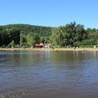 Badeweiher am Campingplatz in Baerenthal, Nordvogesen, Frankreich