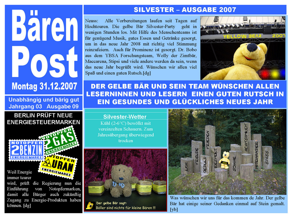 Bärenpost Ausgabe 09/2007 -Der gelbe Bär wünscht guten Rutsch"