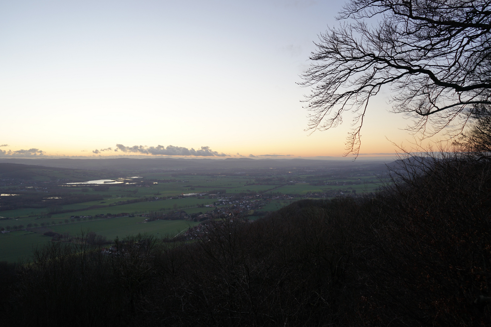 Bäume im Winter mit Sonnenuntergang