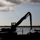 Bagger an der Flensburger Förde